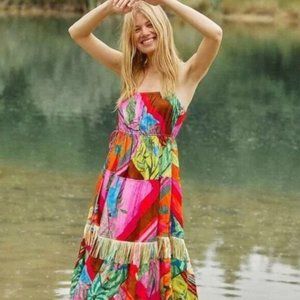 NWT Farm Rio Anthropologie Farm Rio Palila Fringed Dress